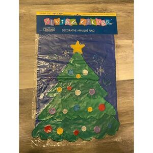 Toland Flying Colors Christmas Tree Decorative Appliqué Flag 18”x13” Vintage